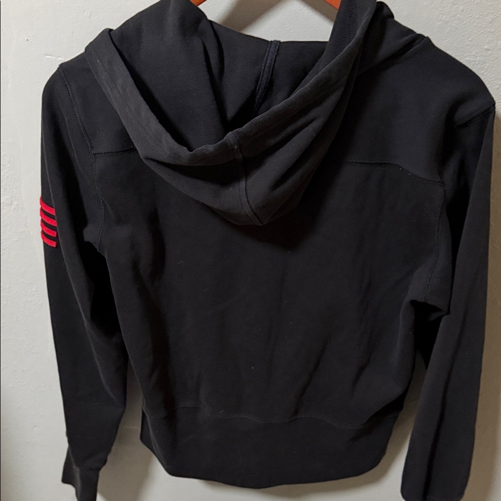 Vintage 2002 Tommy Hilfiger Black Hoodie with Red Detail SZ MD thick waistband - Picture 10 of 10